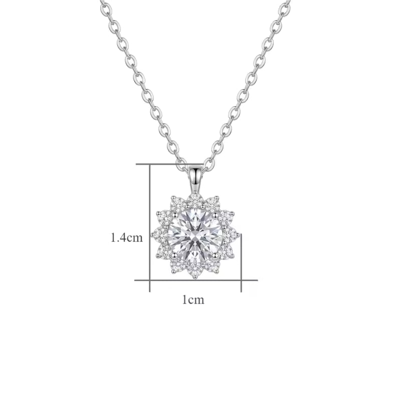 Sterling Silver Moissanite Snowflake Pendant Necklace