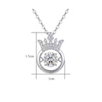 Sterling Silver Moissanite Queen Crown Pendant Necklace