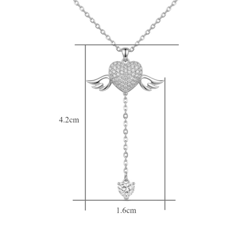 Sterling Silver Angel Wings Lariat Necklace