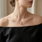 Pink Pear-Cut Pendant Necklace with Sparkling Bail – Silver-Tone Jewellery