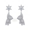 Sterling Silver Star and Teddy Bear Drop Earrings