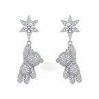 Sterling Silver Star and Teddy Bear Drop Earrings
