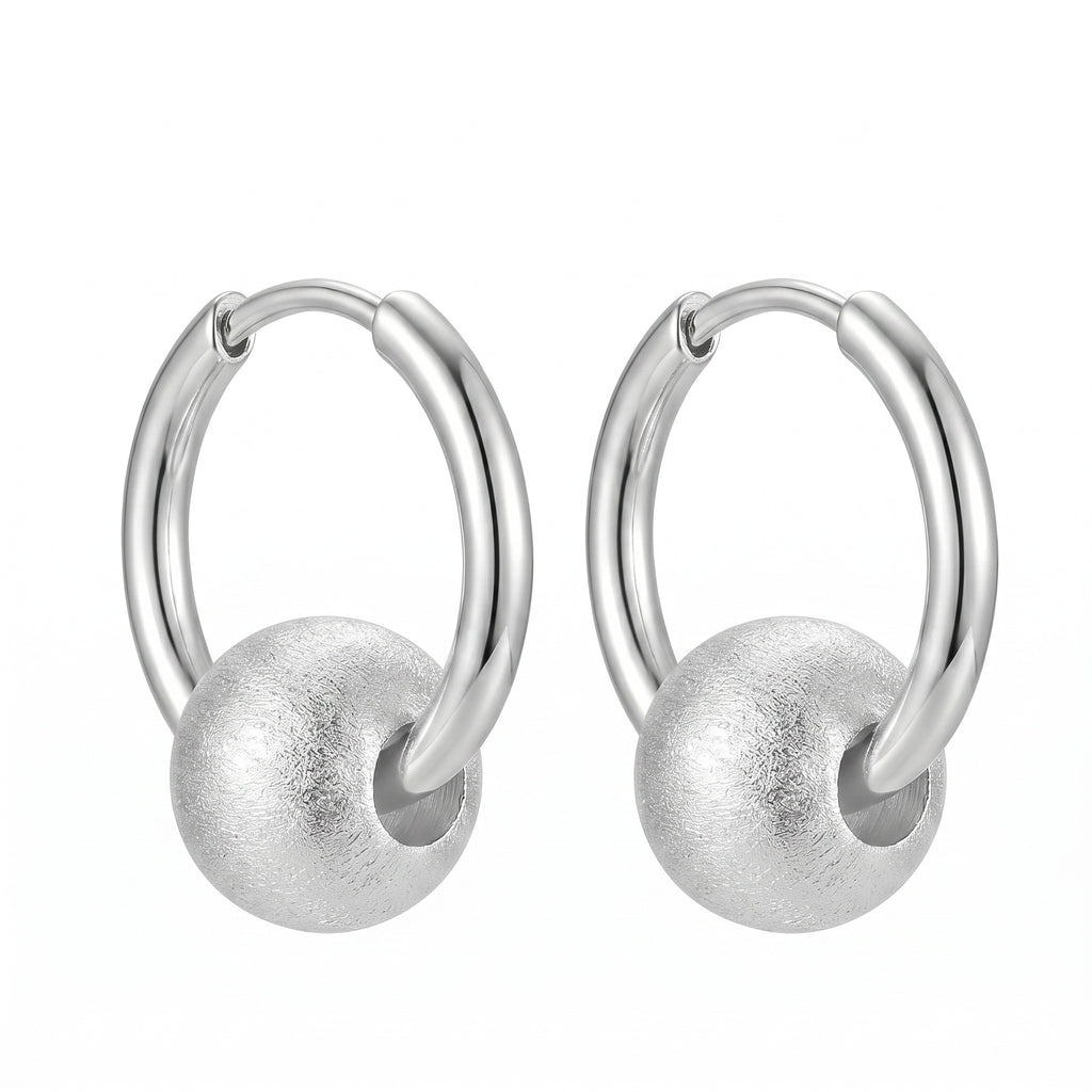 Elegant Gilded Huggie Hoop Earrings with Textured Sphere Charm