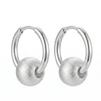Elegant Gilded Huggie Hoop Earrings with Textured Sphere Charm