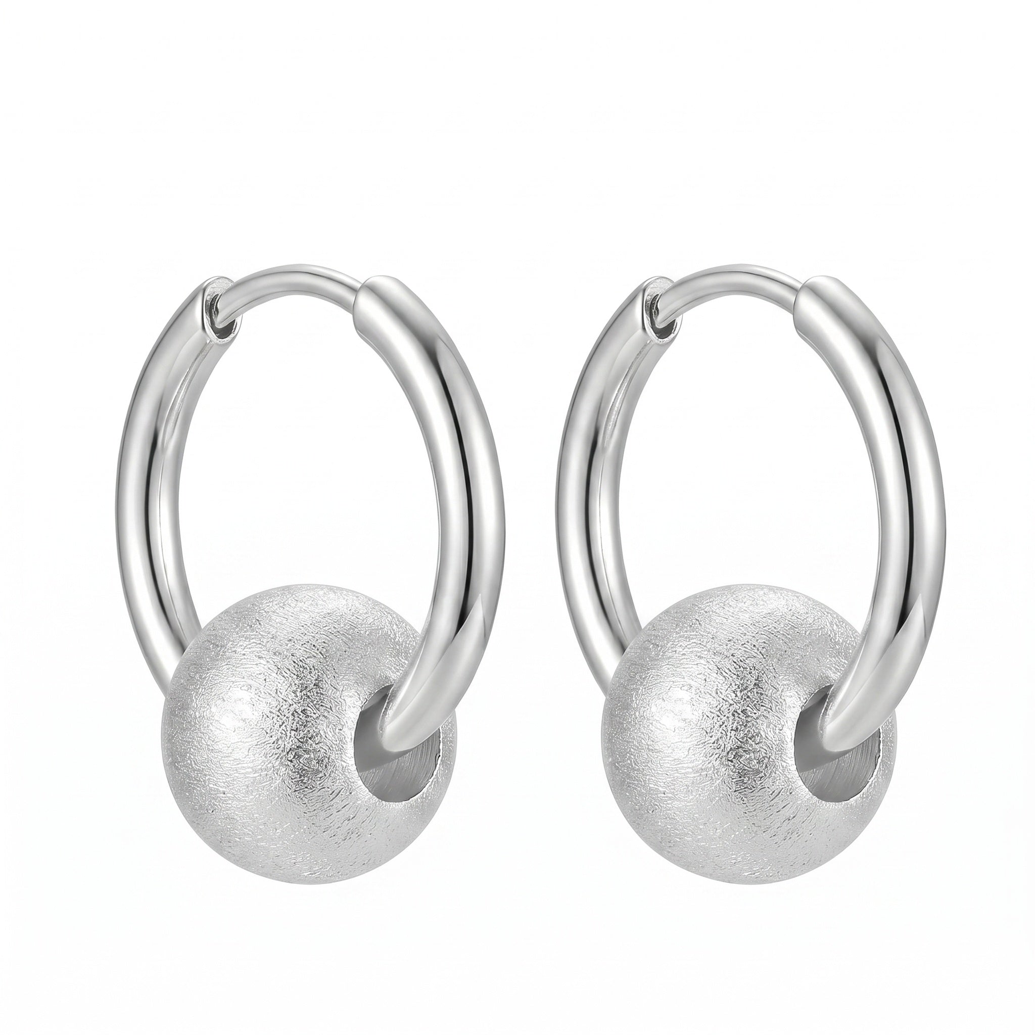 Elegant Gilded Huggie Hoop Earrings with Textured Sphere Charm