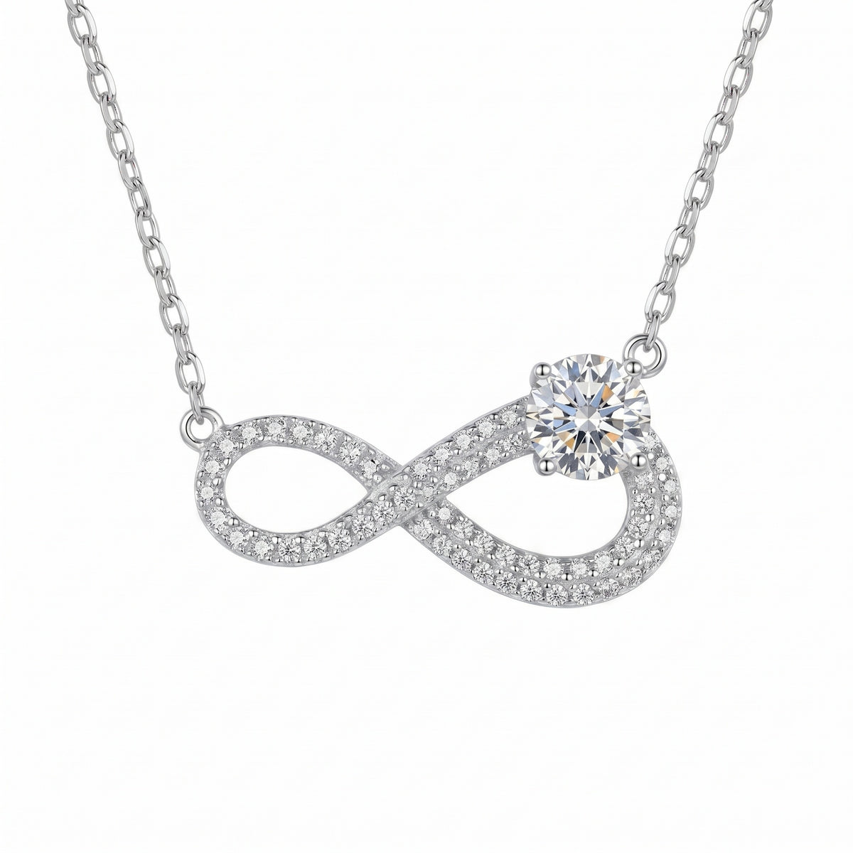Sterling Silver Infinity Moissanite Necklace