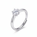 Sterling Silver Adjustable Round Moissanite Six-Prong Solitaire Ring
