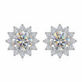 Sterling Silver Moissanite Flower Cluster Stud Earrings