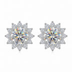 Sterling Silver Moissanite Flower Cluster Stud Earrings