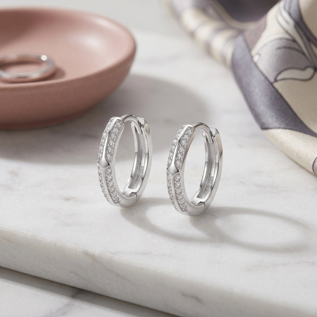 Sparkling  CZ Hoop Earring
