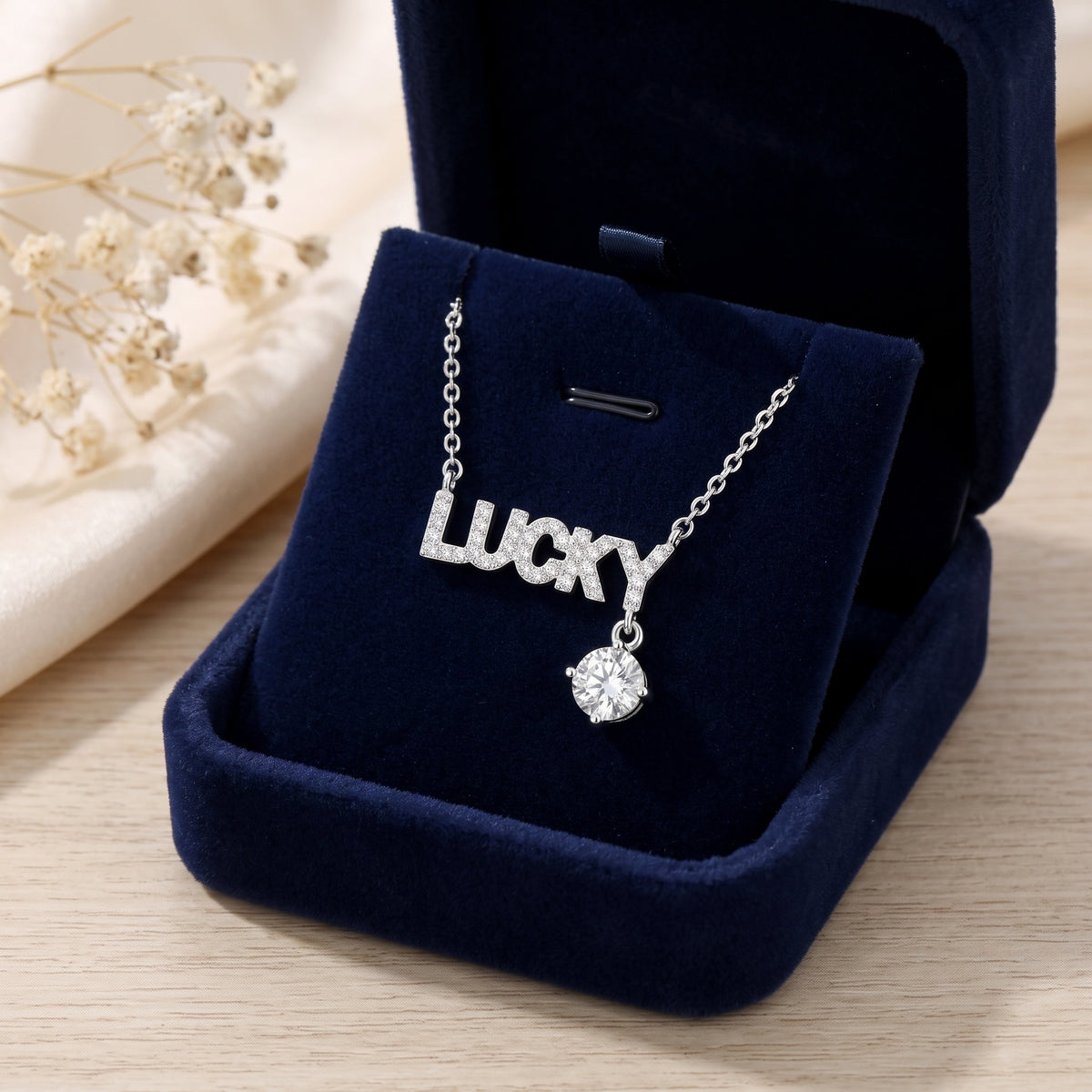 Sterling Silver Lucky Moissanite Necklace