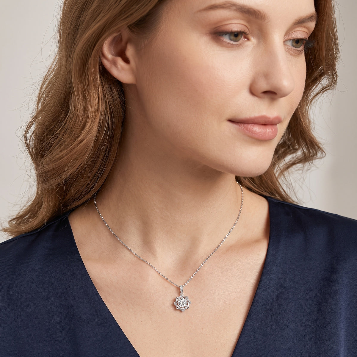 Sterling Silver Geometric Star Halo Necklace