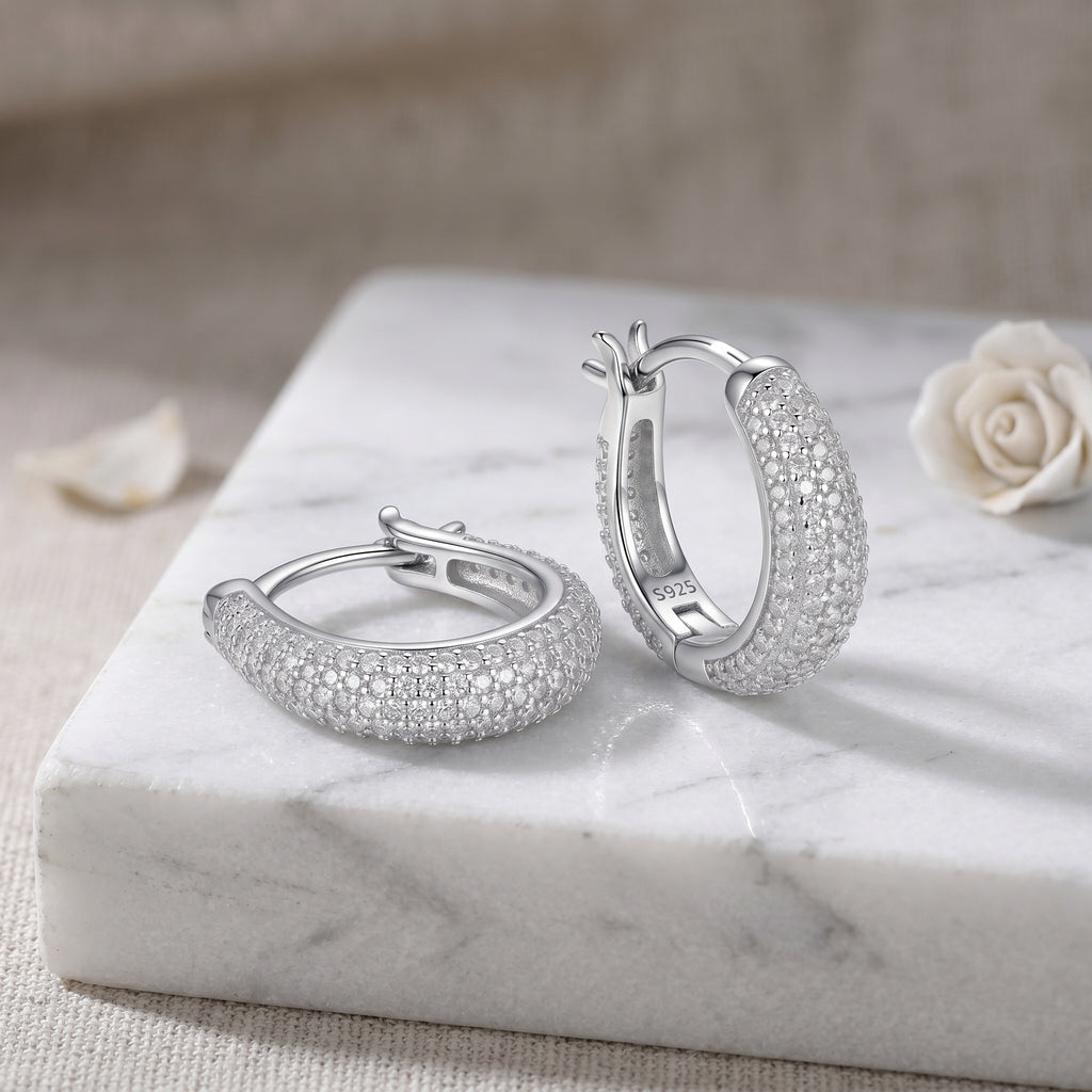 Cubic Zirconia Huggie Hoop Earring
