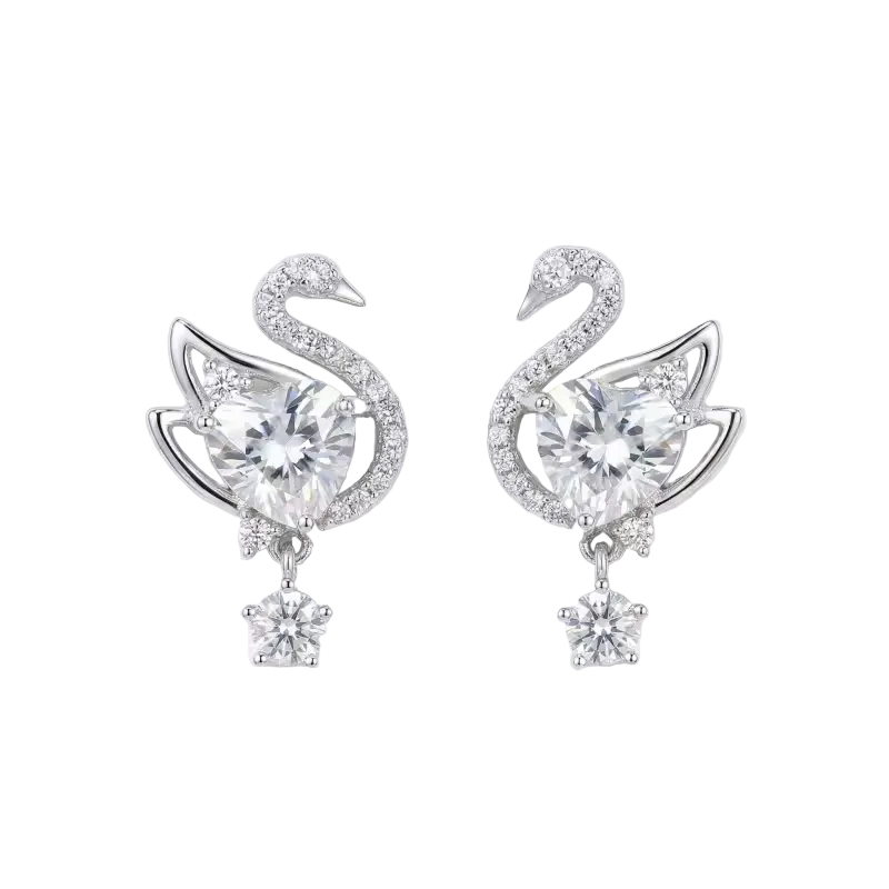 Sterling Silver Gold-Plated Swan Drop Earrings