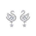 Sterling Silver Gold-Plated Swan Drop Earrings