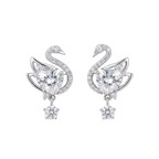 Sterling Silver Gold-Plated Swan Drop Earrings