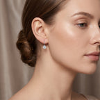 Sterling Silver Round Moissanite Hook Drop Earrings