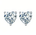 Sterling Silver Heart-Cut Cubic Zirconia Stud Earrings