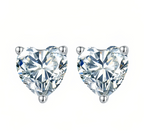 Sterling Silver Heart-Cut Cubic Zirconia Stud Earrings