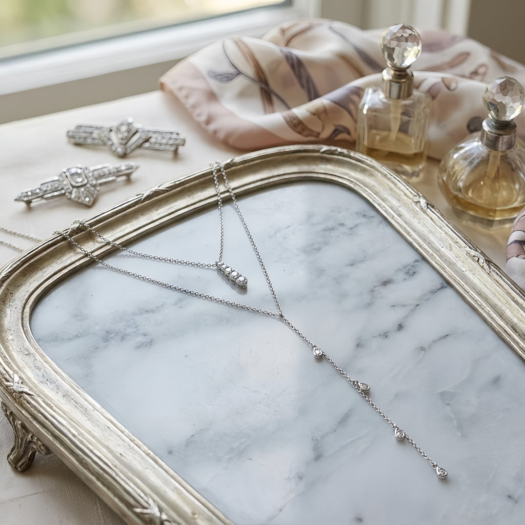 Layered CZ Teardrop Adjustable Necklace
