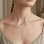 Layered CZ Teardrop Adjustable Necklace