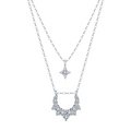 Double-Layer Celestial Star and Curved Pendant Necklace – Polished Finish