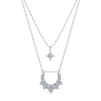 Double-Layer Celestial Star and Curved Pendant Necklace – Polished Finish