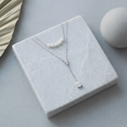Double-Layer Pearl Lariat Necklace – Pear-Shaped Teardrop Pendant