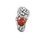 Sterling Silver Floral Heart Cubic Zirconia Charm Bead
