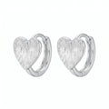 Heart Huggie Hoop Earrings with Brushed Texture