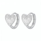 Heart Huggie Hoop Earrings with Brushed Texture