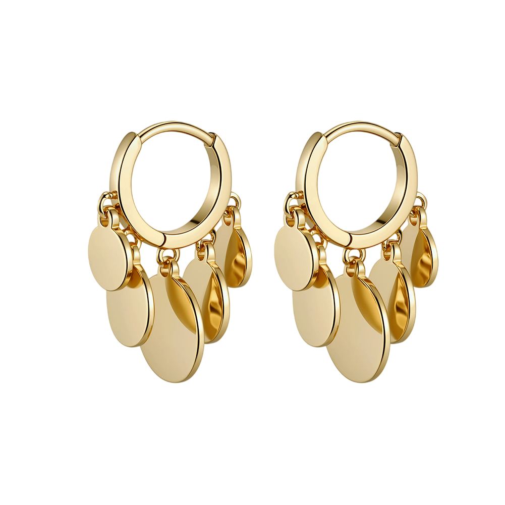 Sterling Silver Coin Disc Drop Earrings