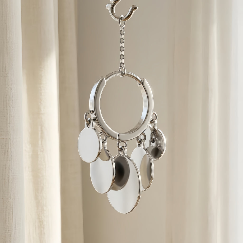 Sterling Silver Coin Disc Drop Earrings