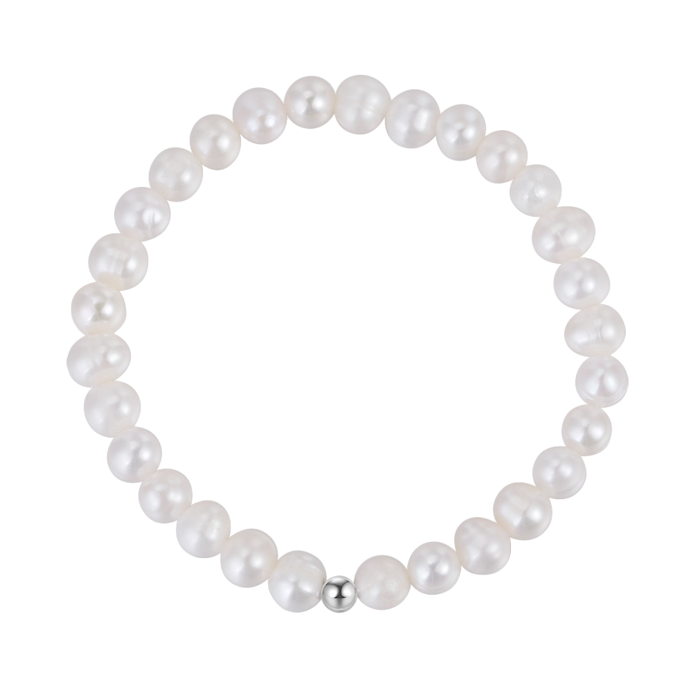 Freshwater Pearl and Sterling Silver Stretch Bracelet