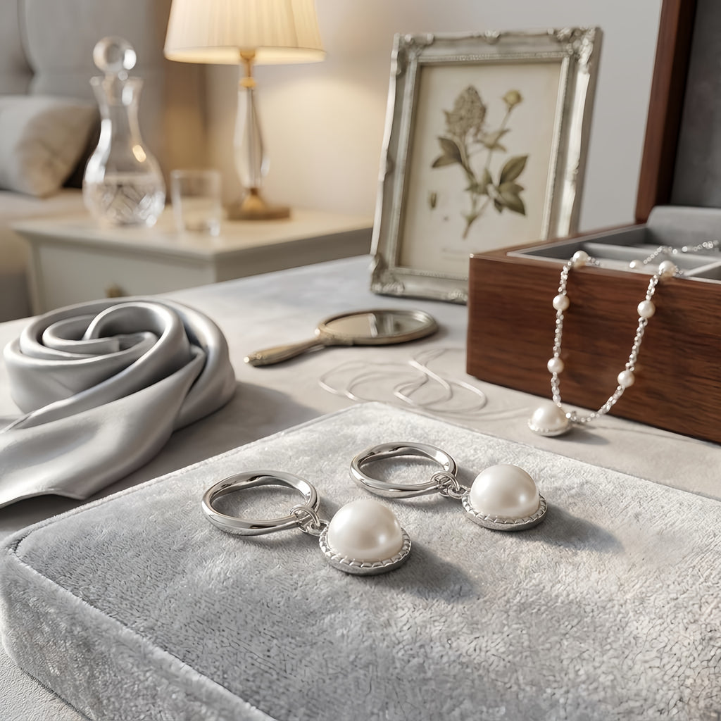 Elegant Pearl Hoop Drop Earrings