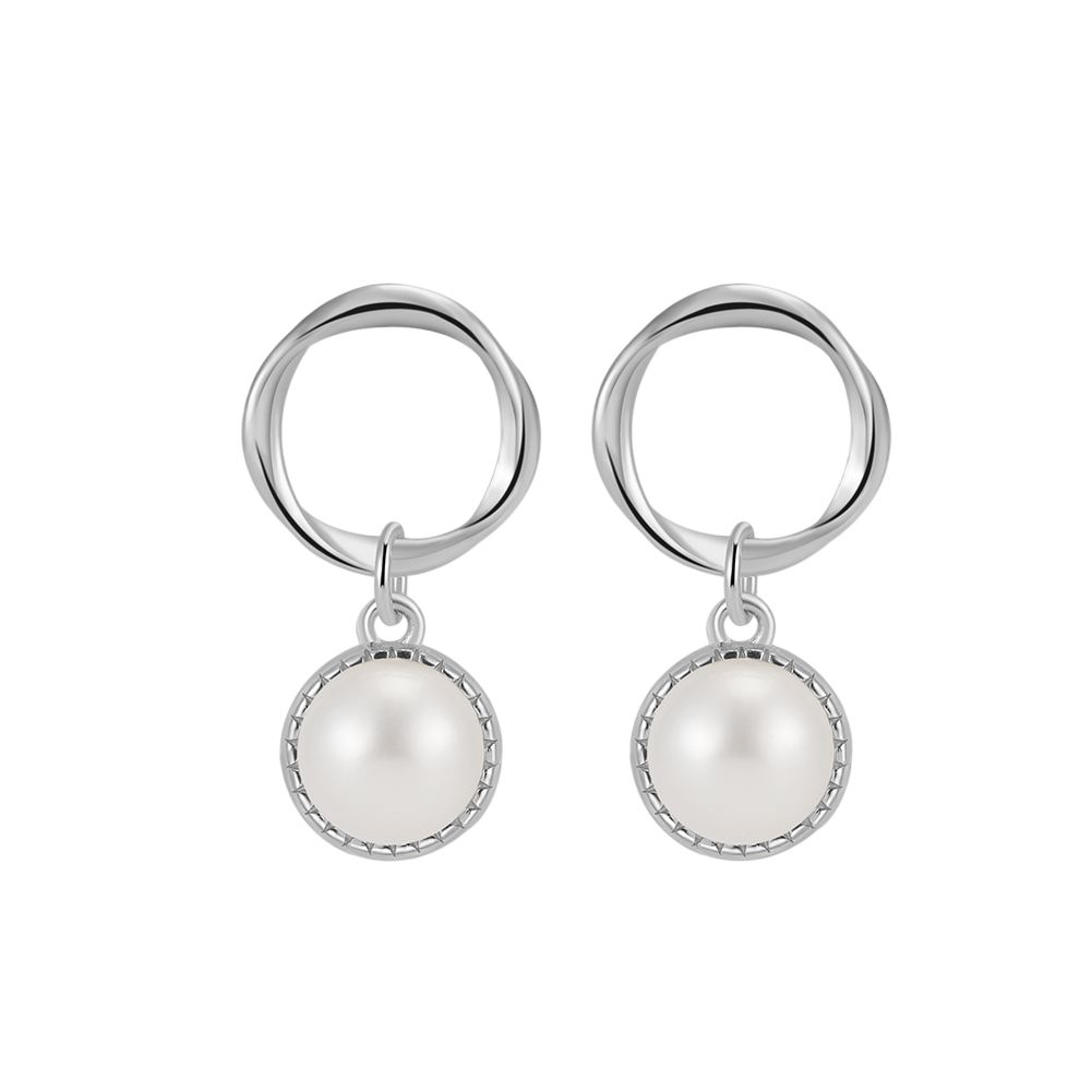 Elegant Pearl Hoop Drop Earrings