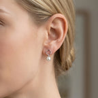 Elegant Pearl Hoop Drop Earrings