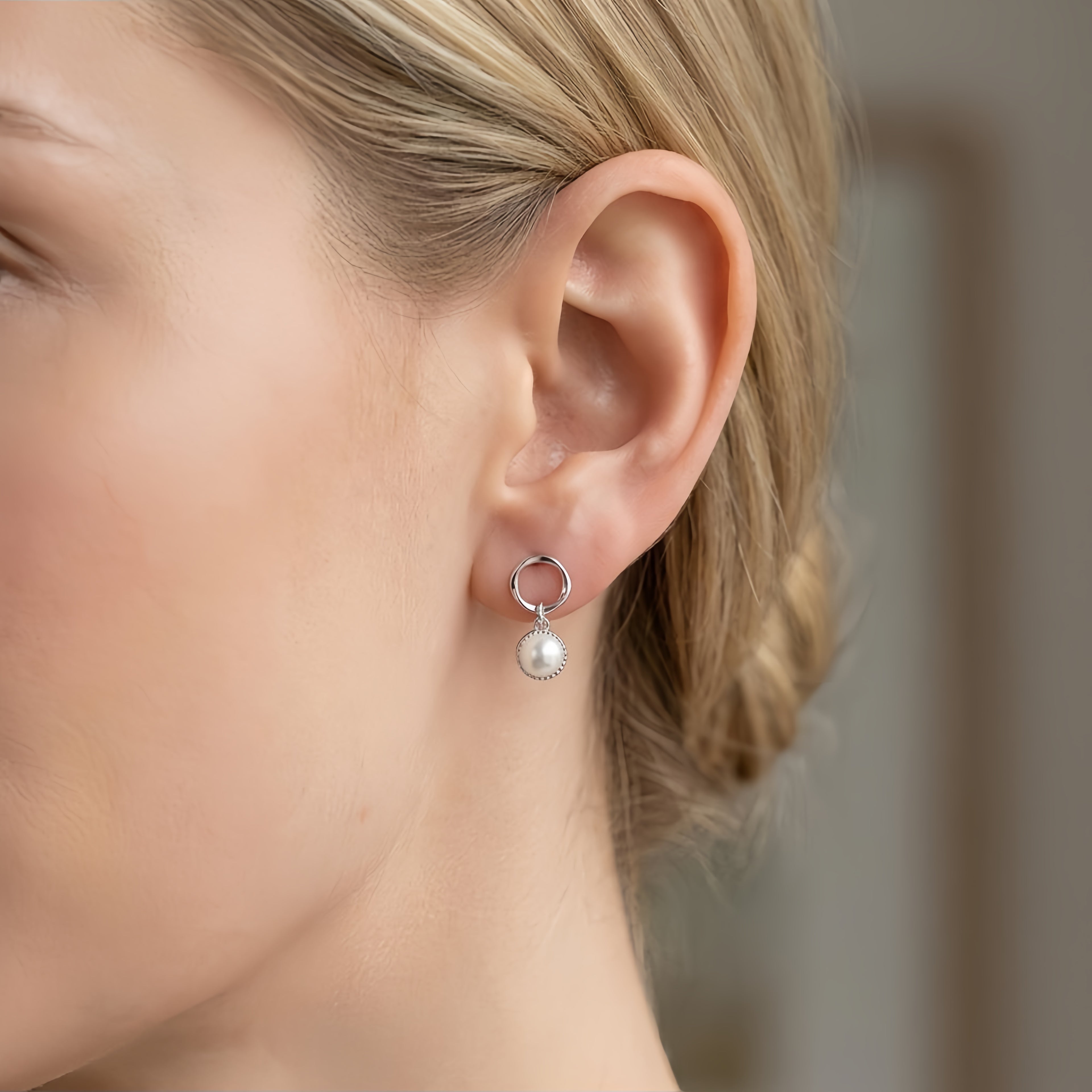 Elegant Pearl Hoop Drop Earrings