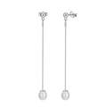 Sterling Silver Long Pearl Drop Earrings