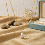 Layered Dainty Teardrop Pearl Necklace
