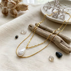 Layered Dainty Teardrop Pearl Necklace