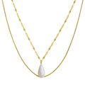 Layered Dainty Teardrop Pearl Necklace