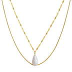 Layered Dainty Teardrop Pearl Necklace