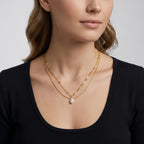 Layered Dainty Teardrop Pearl Necklace