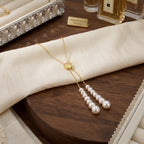 Elegant Pearl Droplet Lariat Necklace