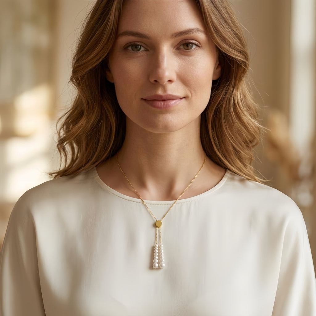 Elegant Pearl Droplet Lariat Necklace