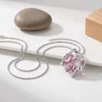 Sterling Silver “I Love You Forever Mom” Heart Necklace – Pink or Yellow Crystal