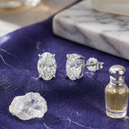 Sterling Silver Oval-Cut Cubic Zirconia Stud Earrings