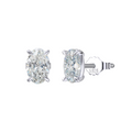 Sterling Silver Oval-Cut Cubic Zirconia Stud Earrings
