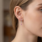 Sterling Silver Pink Cubic Zirconia Drop Earrings